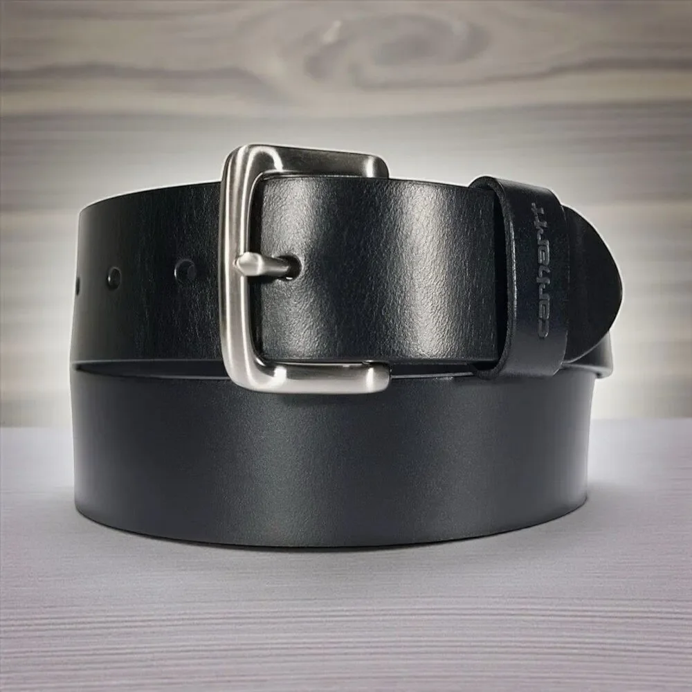 NEW Carhartt Sz 44 Journeyman Cowhide Black FullGrain Leather Silver Buckle Belt